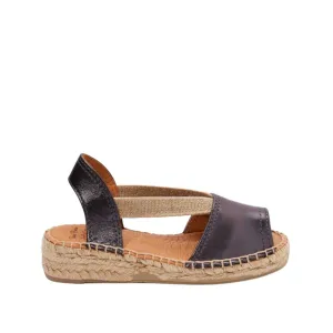 Metallic Leather Wedge Espadrille for Kids - Eli-P