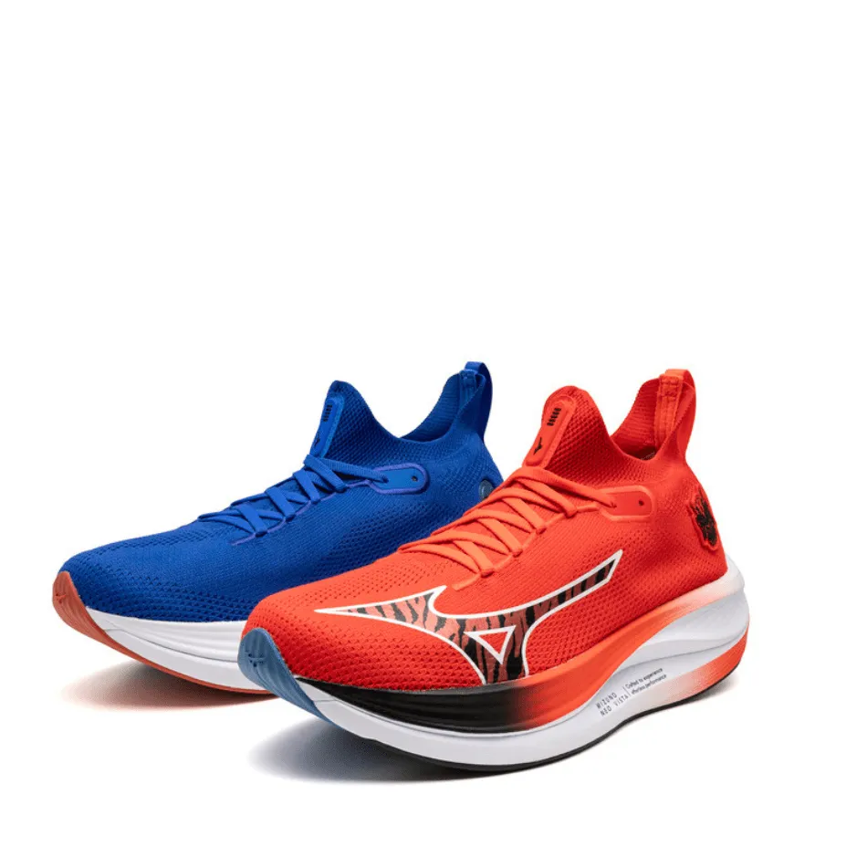 Mizuno Unisex Neo Vista Running Shoes in Oni Demon Mizuno Ignition Red/Black/Baseball Blue SS25