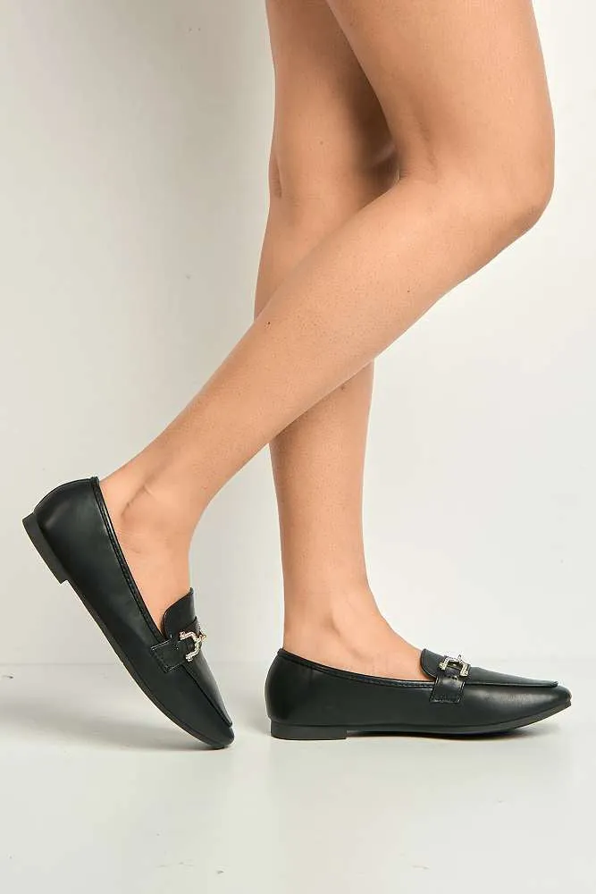 Mona Horsebit Diamante Detail Loafers in Black