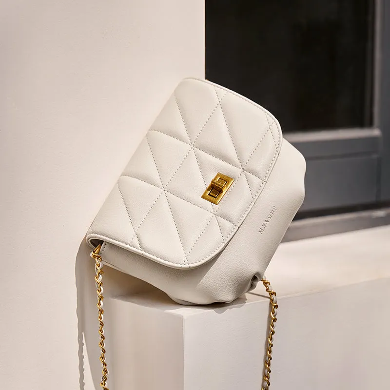 Monaco Trendy Triangle Quilted Leather Chain Bag