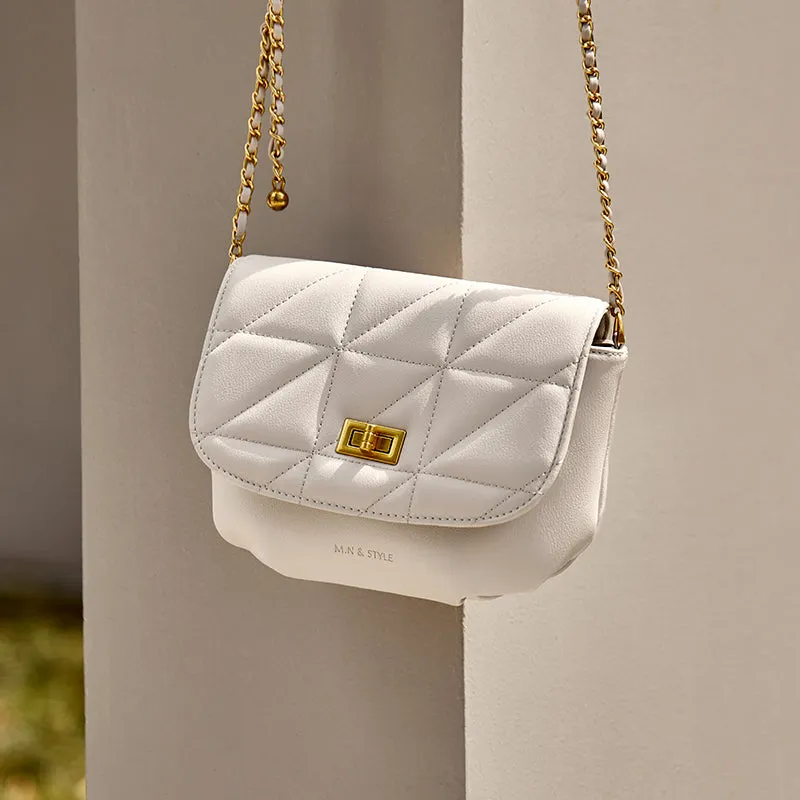 Monaco Trendy Triangle Quilted Leather Chain Bag