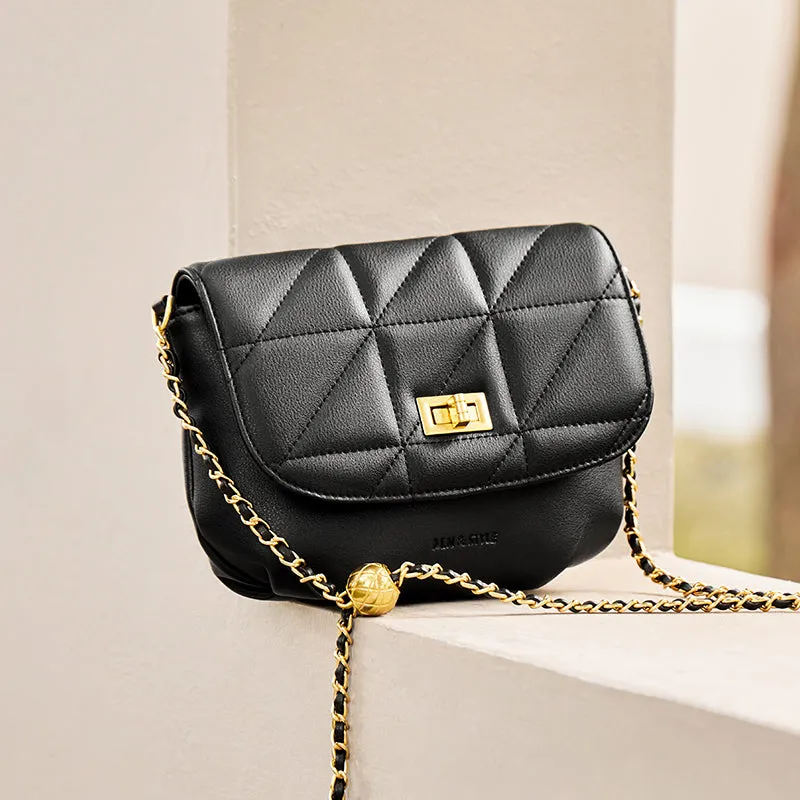 Monaco Trendy Triangle Quilted Leather Chain Bag