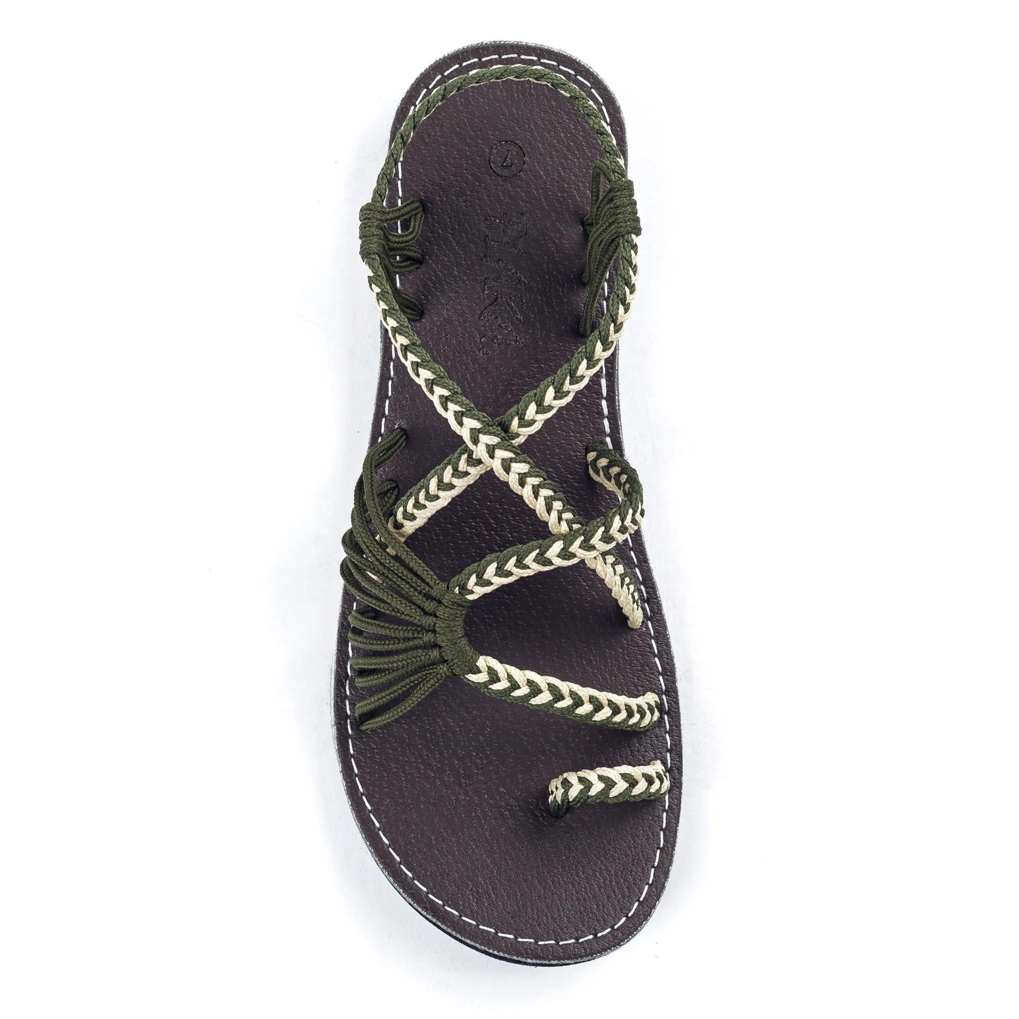 Palm Leaf Flat Women's Sandals | Ivory Green