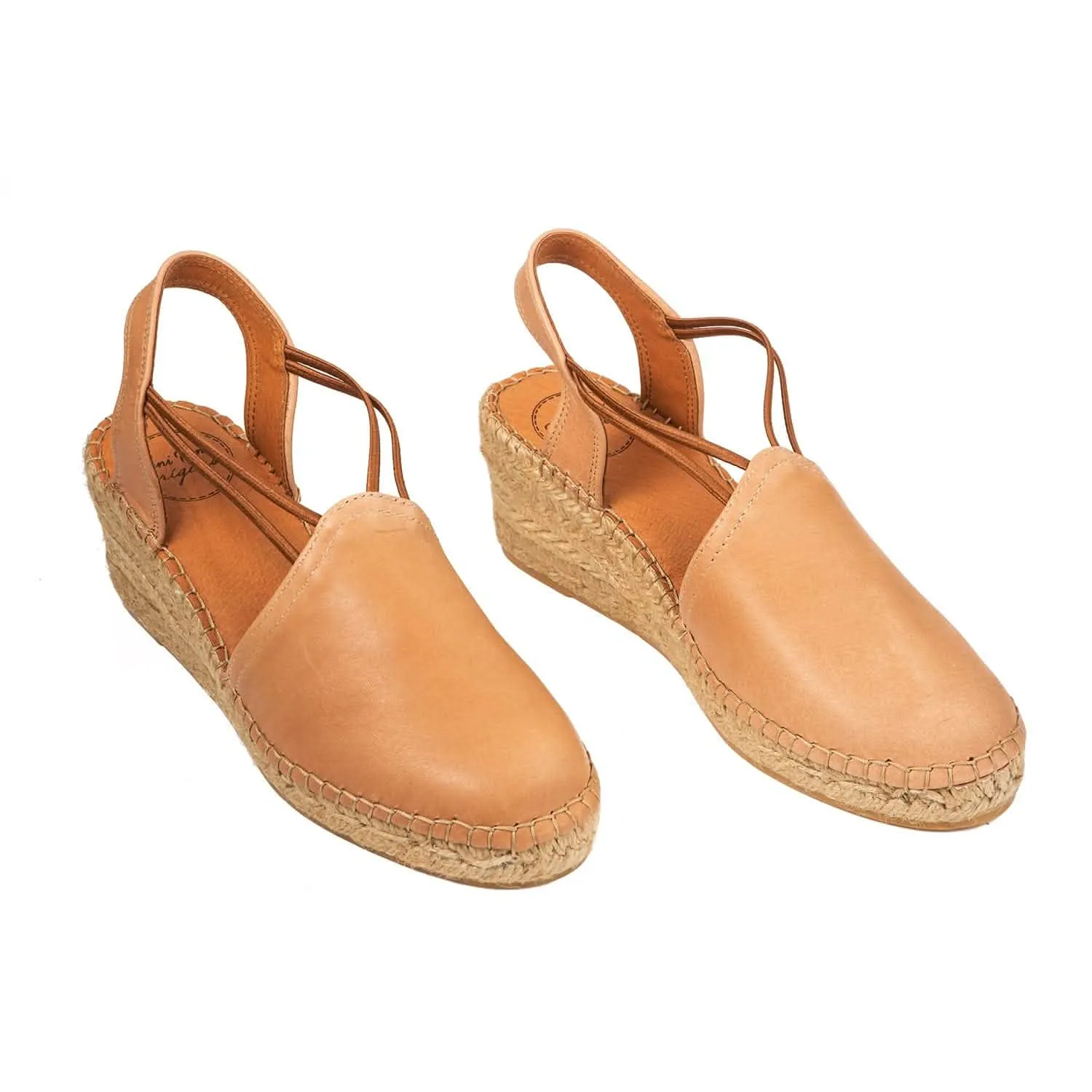 Plain Leather Wedge Espadrille for Women - Torino-P