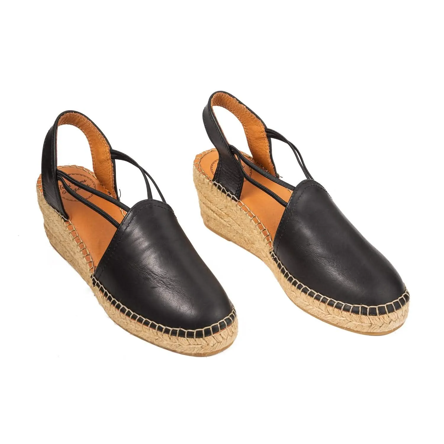 Plain Leather Wedge Espadrille for Women - Torino-P