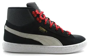 Puma Suede Classic Mid Top Juniors Kids Lace Up Trainers Black Red 356793 02 B1E