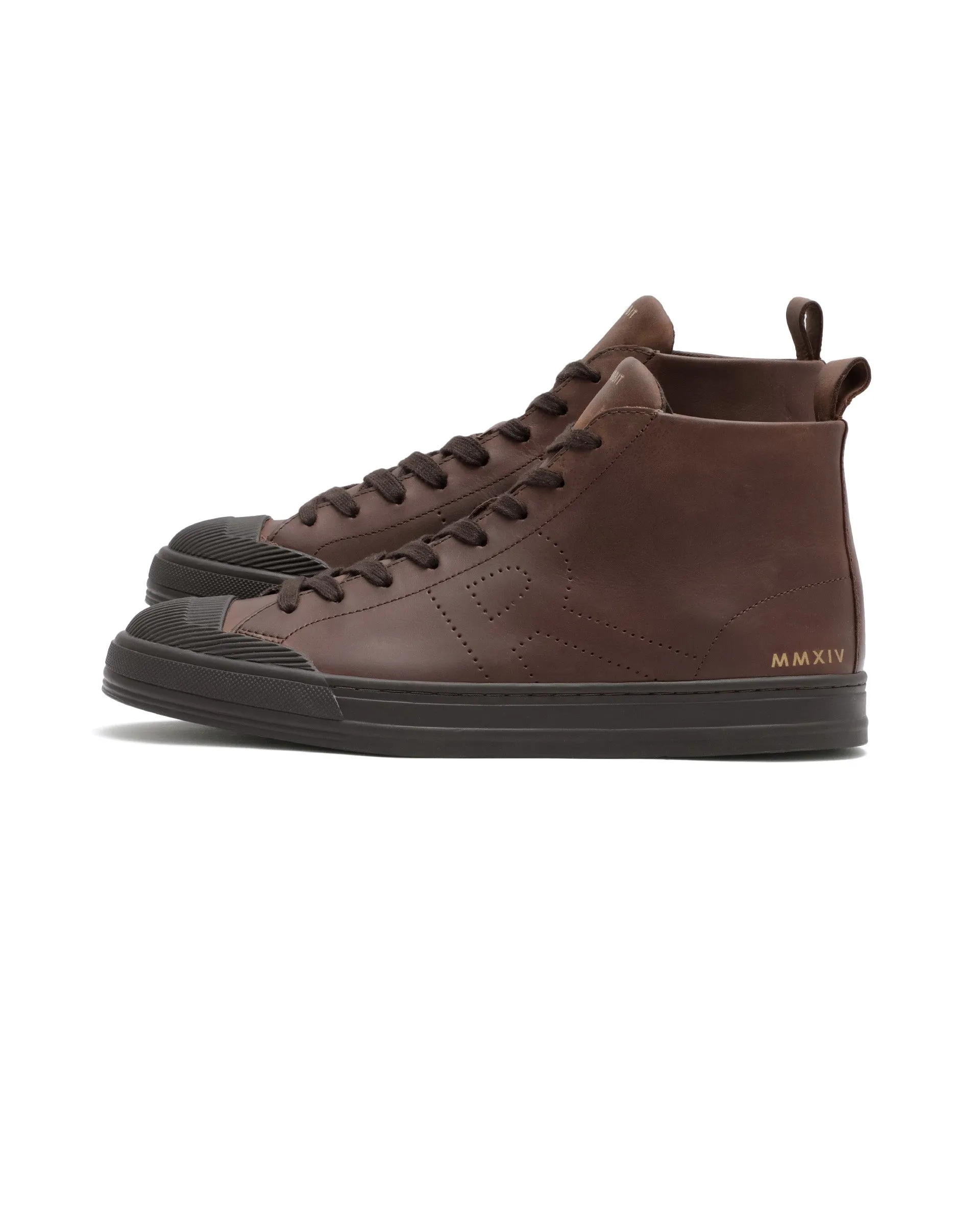 Rare Rabbit Men's Sauroil Hi Pro Brown High Top Lace Up Premium Oil Pull-Up Leather Sneaker