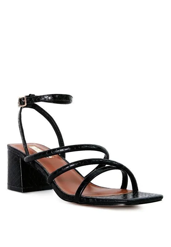 Right Pose Croc Mid Block Heel Casual Sandals