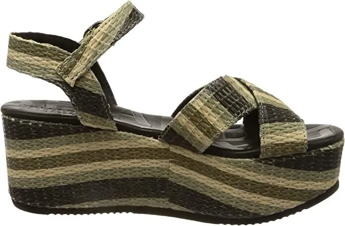 Shabbies Amsterdam Womens SHS1098 Sandal - Stripe Green Black