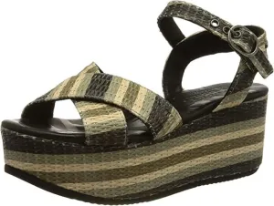 Shabbies Amsterdam Womens SHS1098 Sandal - Stripe Green Black