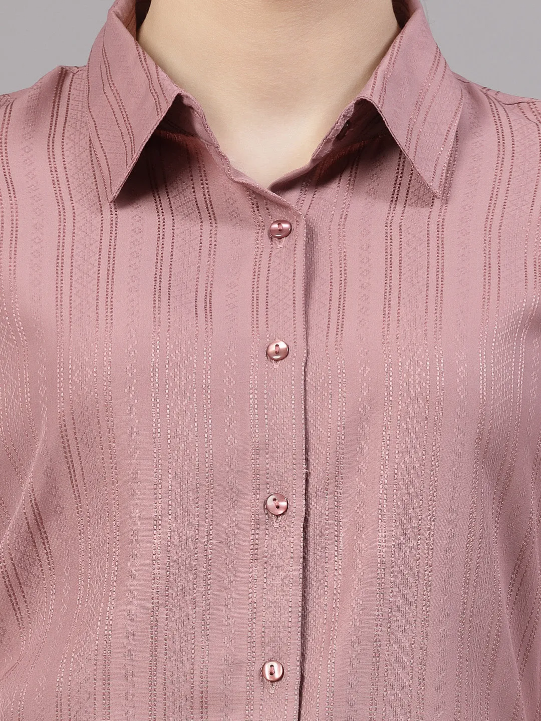 Style Quotient Women Lilac Self Design Polyester Formal Shirt