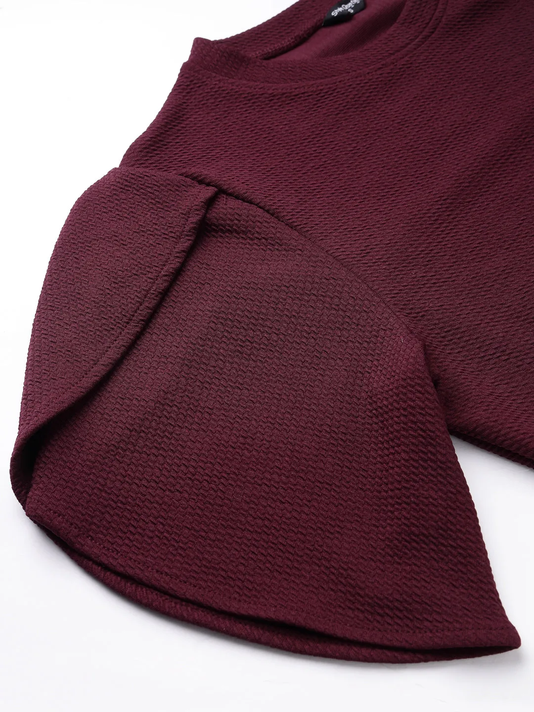 Style Quotient Women Maroon Poly Knit Smart Casual  Top