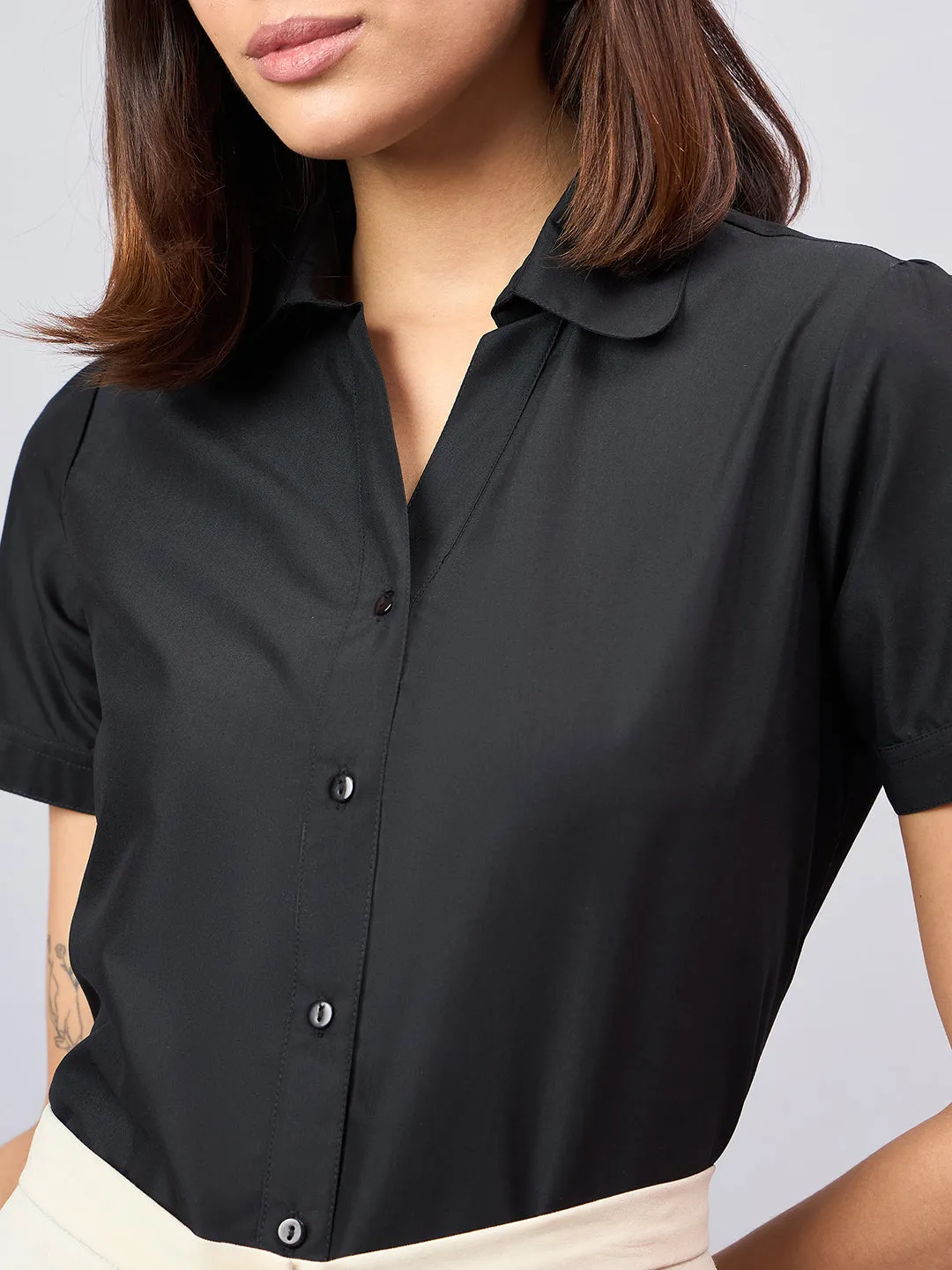 Style Quotient Women Short Sleeves front button and collar Shirt