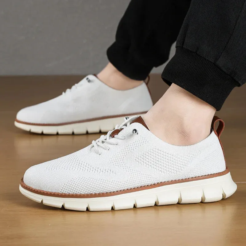 Stylish mesh leather runners Anti Slip Resistant Breathable sneakers best walking shoes