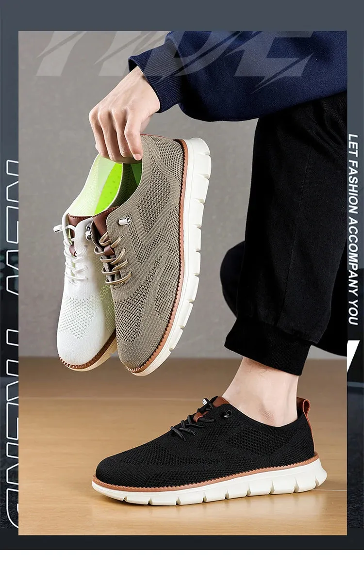 Stylish mesh leather runners Anti Slip Resistant Breathable sneakers best walking shoes