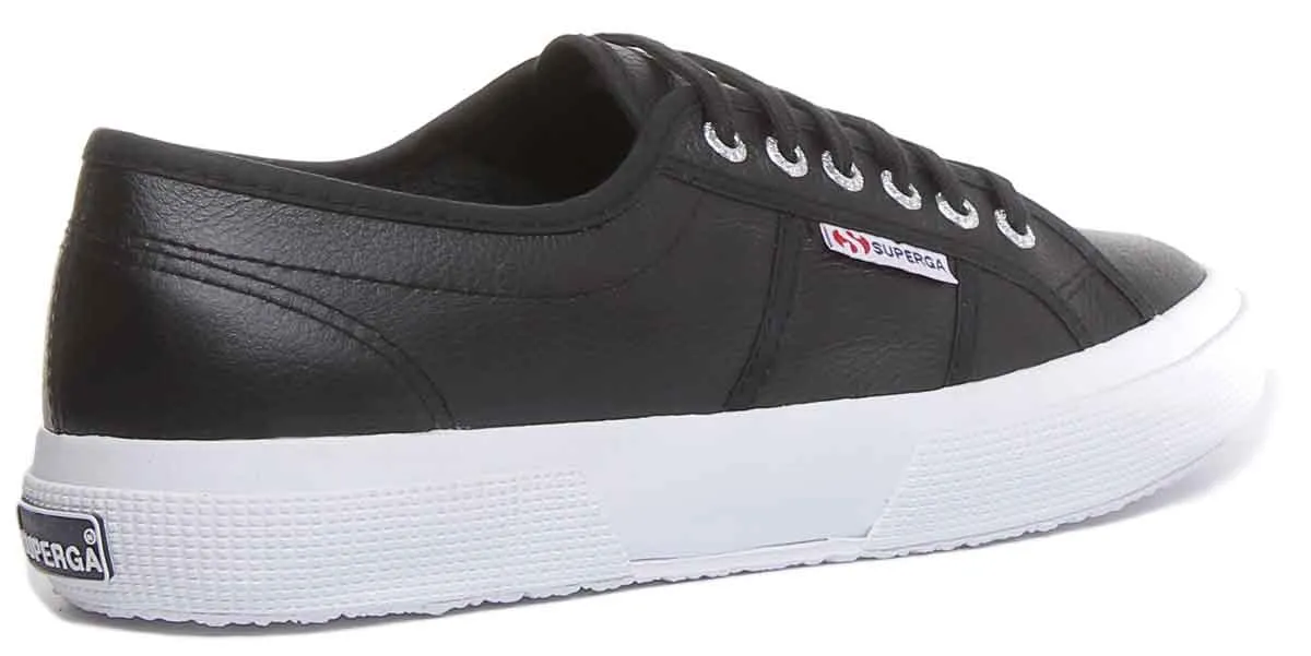 Superga 2750 Efglu In Leather Trainer Black White