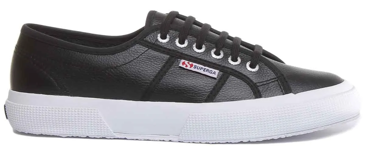 Superga 2750 Efglu In Leather Trainer Black White