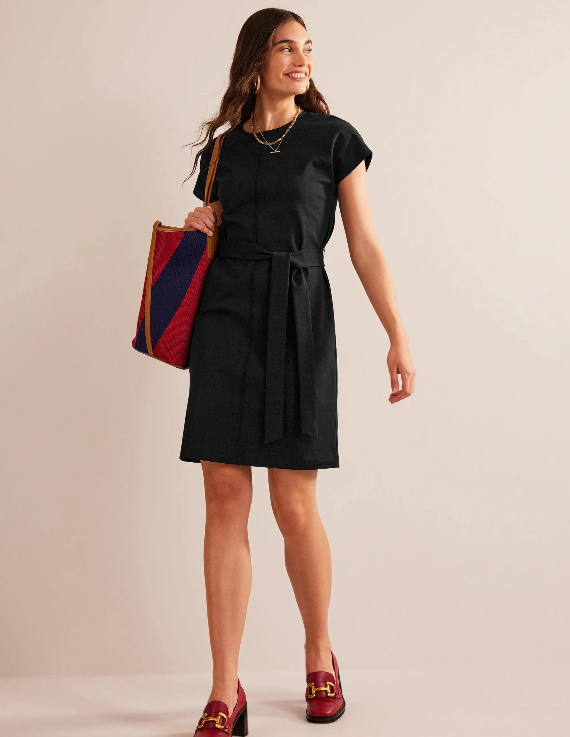 Tara Ponte T-Shirt Dress-Black