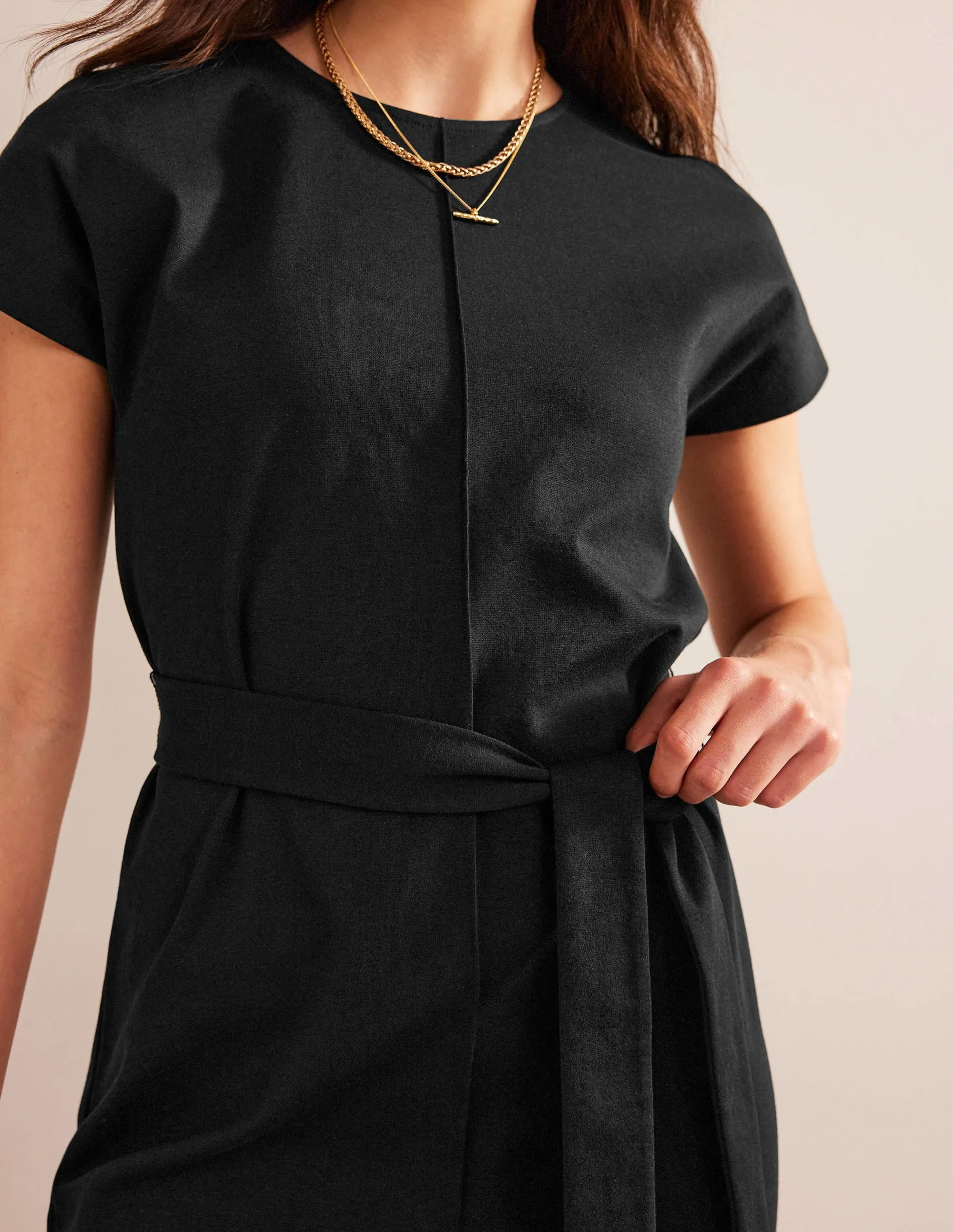 Tara Ponte T-Shirt Dress-Black