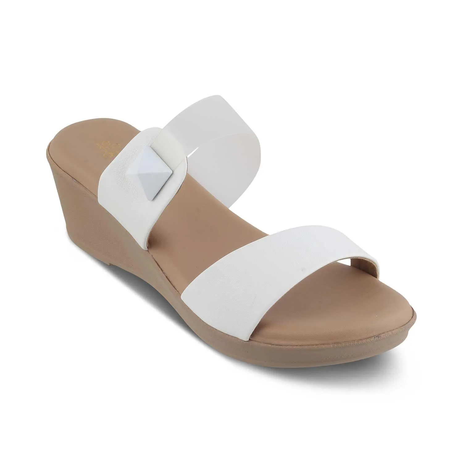 The Vios White Women's Dress Wedge Sandals Tresmode