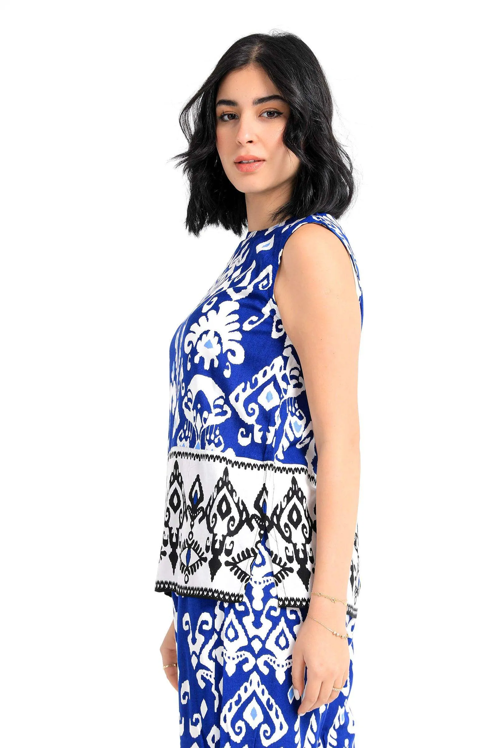 Tribe Pattern Sleeveless Blouse