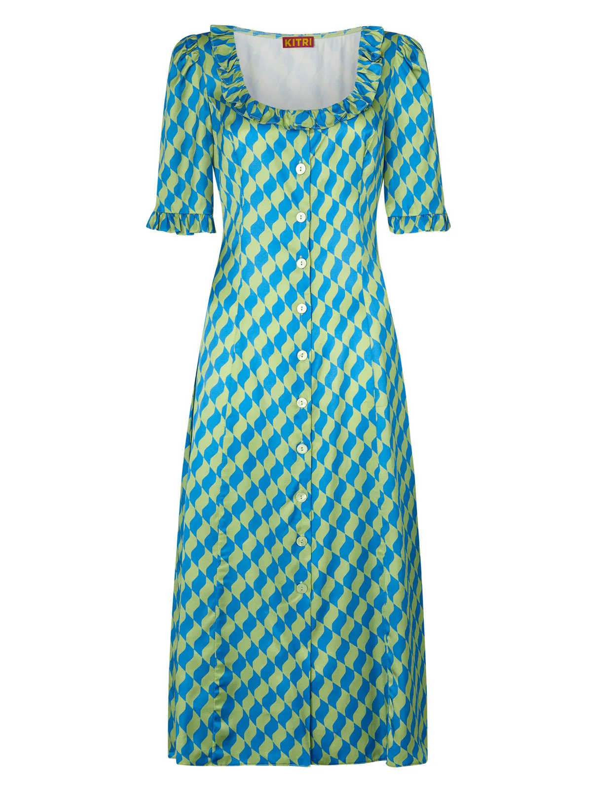 Violette Green Wavy Tile Tea Dress