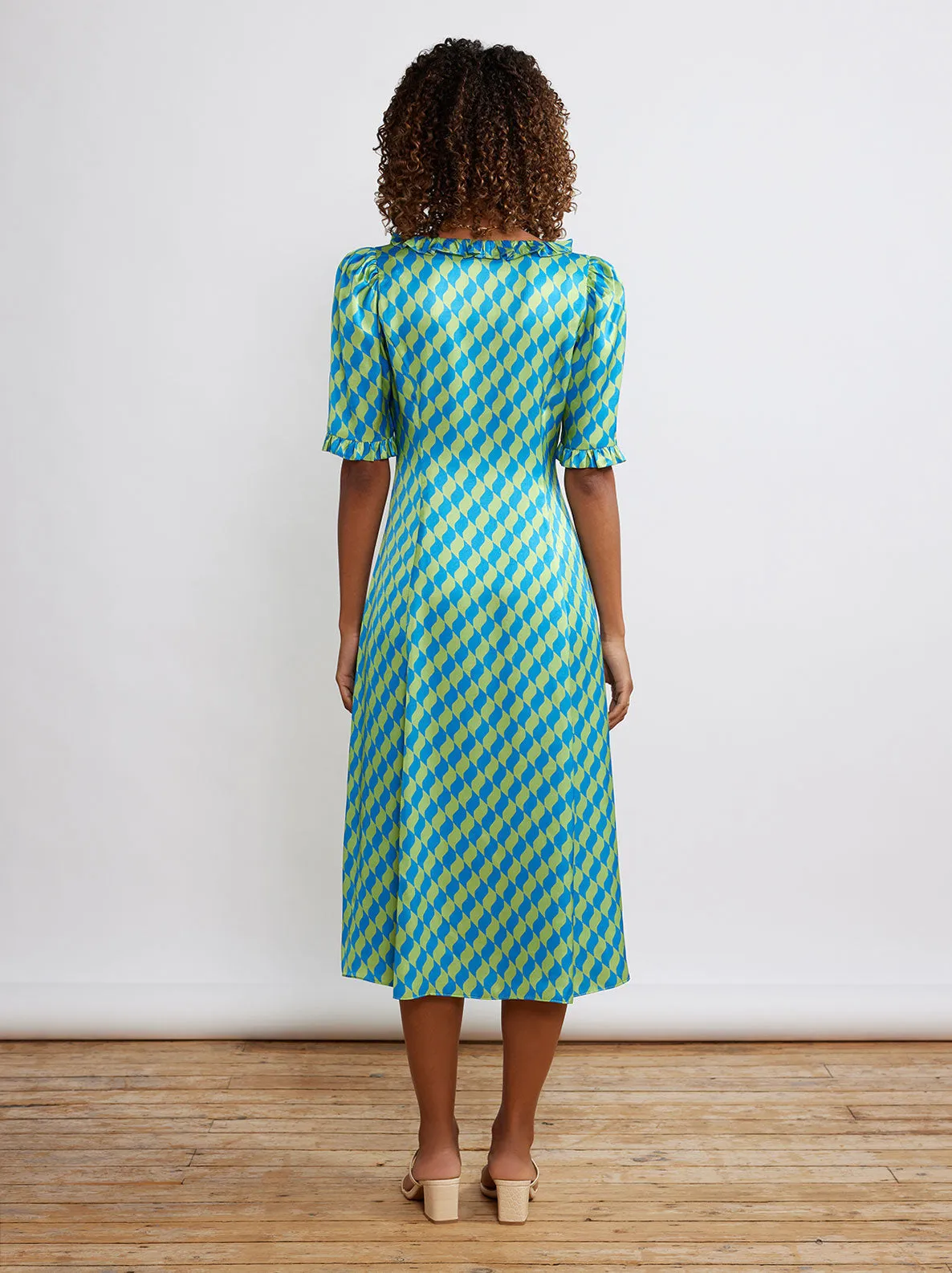 Violette Green Wavy Tile Tea Dress