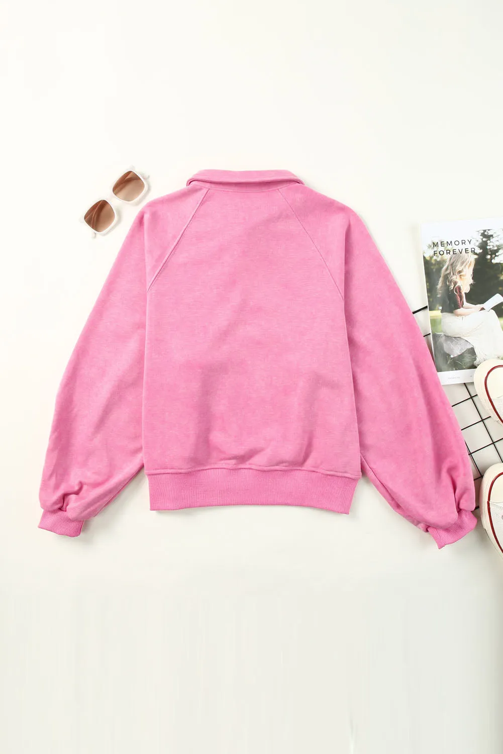 Washed Lantern Sleeve Pullover Sweatshirt