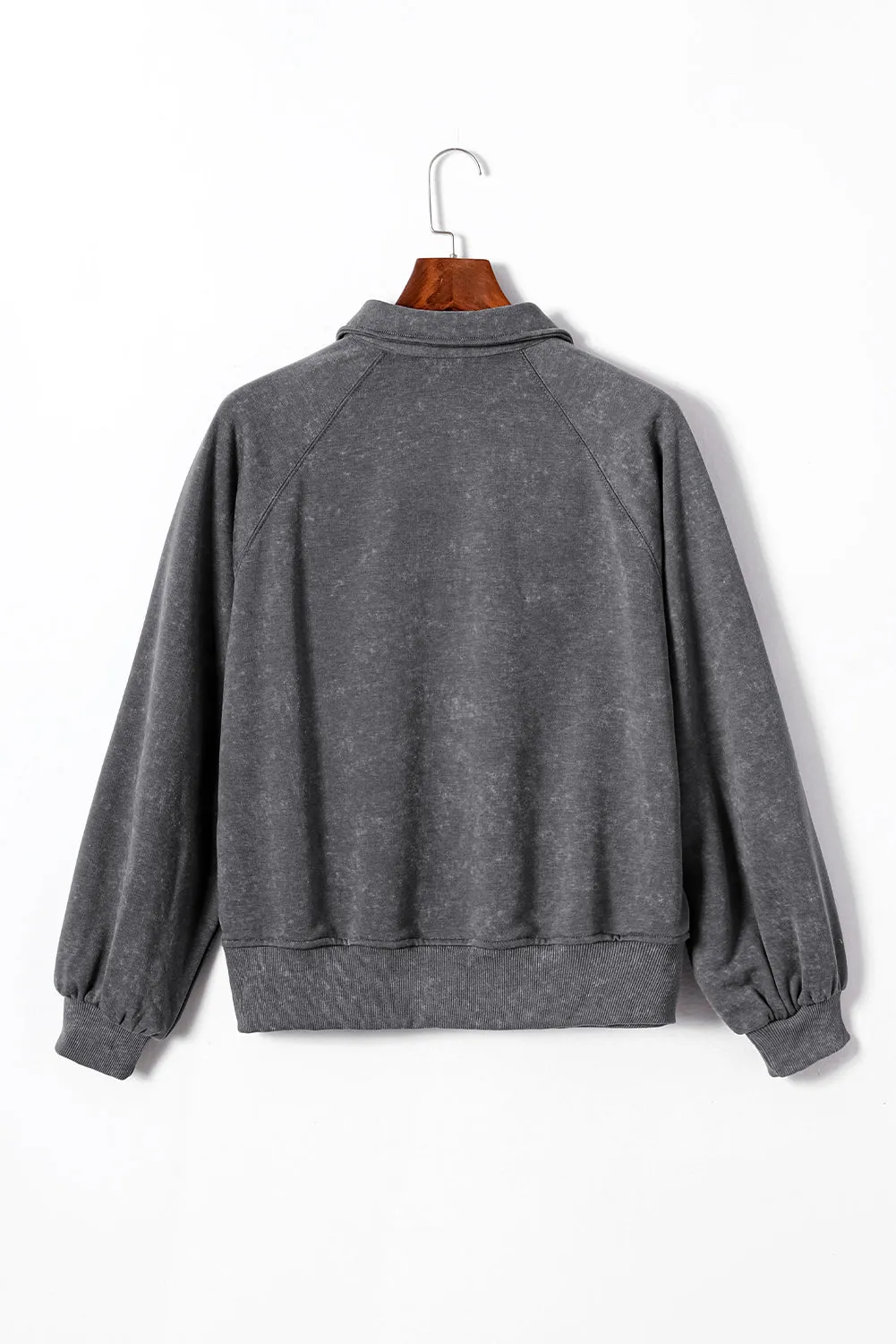 Washed Lantern Sleeve Pullover Sweatshirt