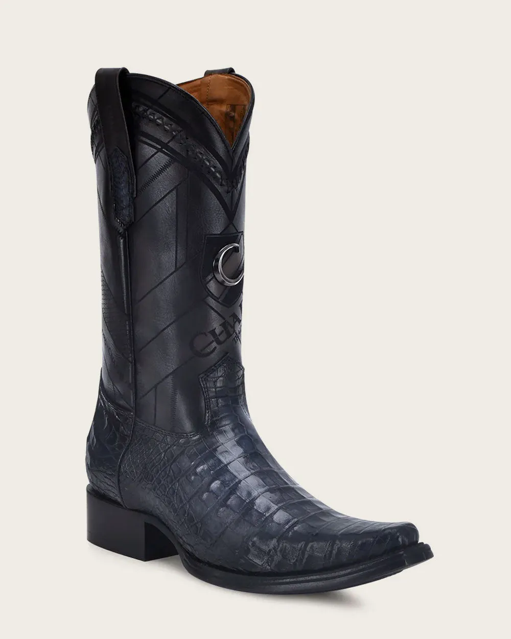 Western blue exotic boot