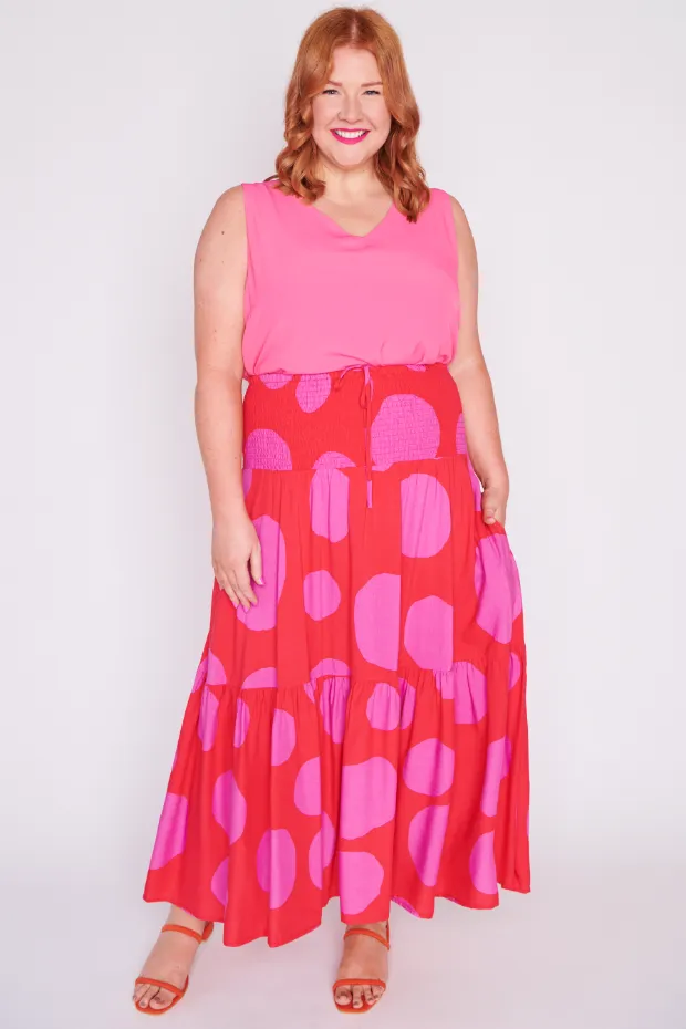 Willy Splotched Pink & Red Skirt