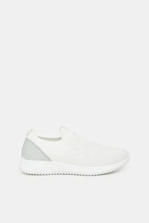 Women White Classic Slip On Trainers