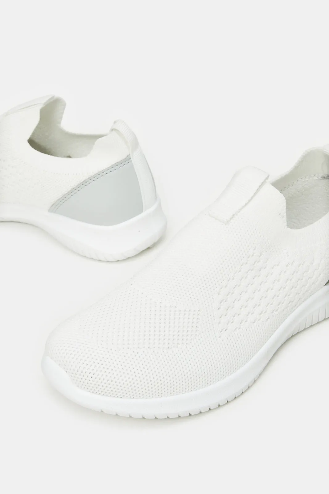 Women White Classic Slip On Trainers