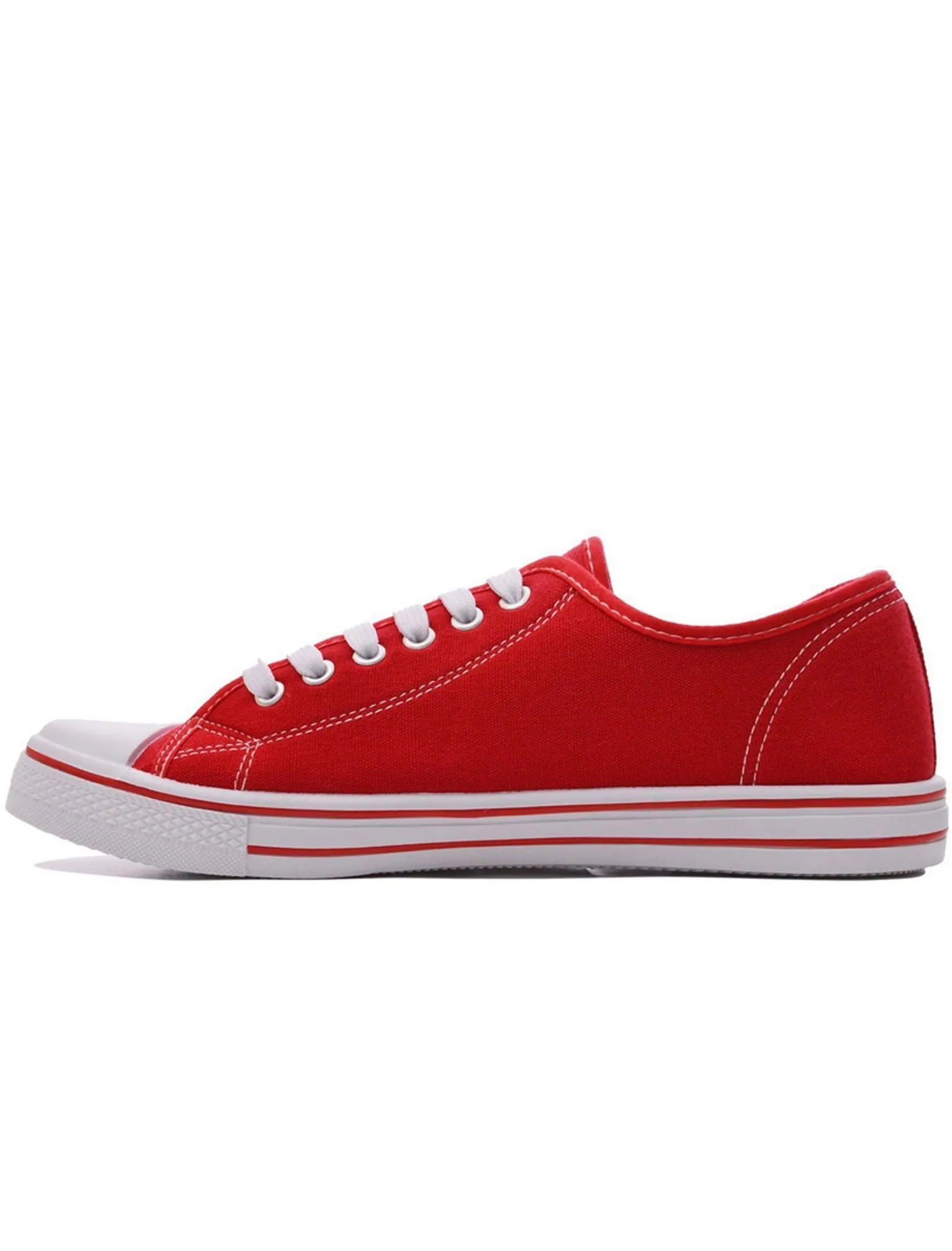 Womens Baltimore Low Top Lace Up Canvas Trainers In Red