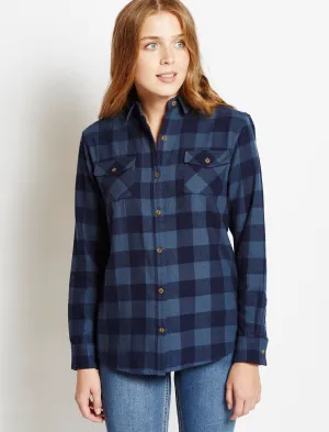 Women's classic checked flannel blue shirt - Tokyo Laundry