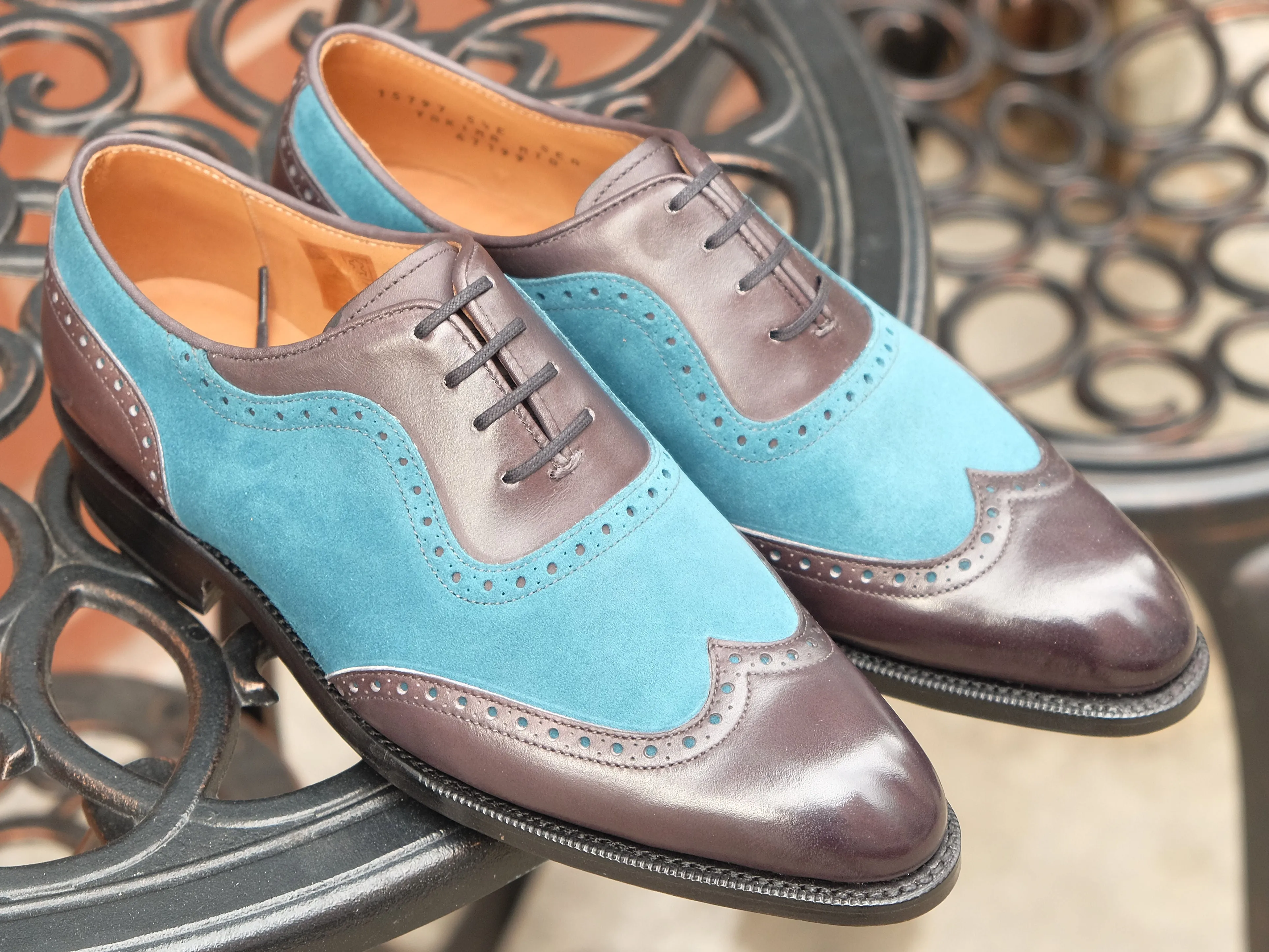 Yakima - MTO - Shaded Grey Calf / Teal Suede - SEA Last - Single Leather Sole